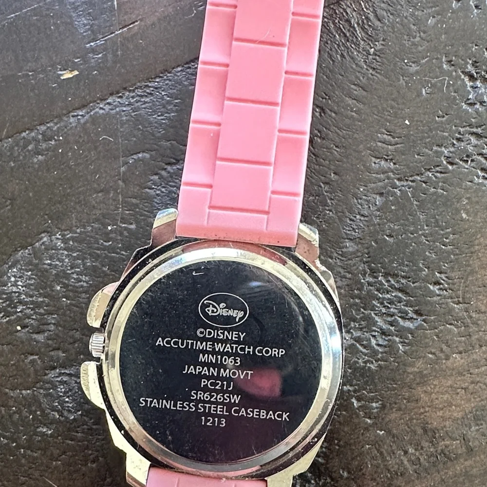 Disney Minnie Mouse Pink and Silver Silicone Strap Watch